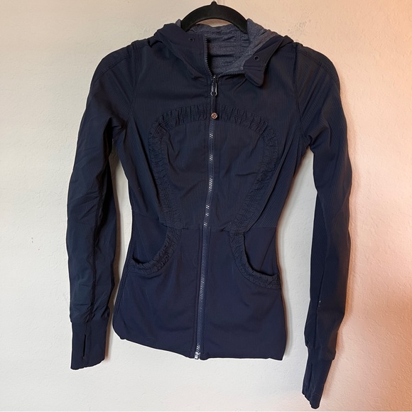 Lululemon Dance Studio Jacket Navy Blue Reversible Hoodie No Size Dot - Picture 1 of 12